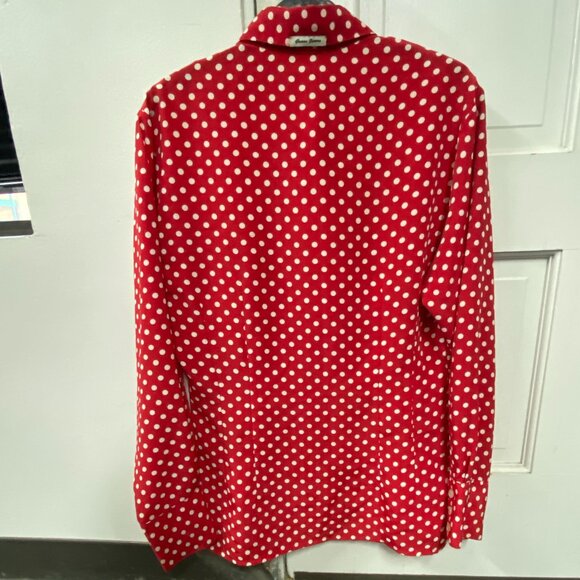 Vintage Guess Red White Polka Dot Collared Button Up Blouse  Size M - Picture 5 of 9